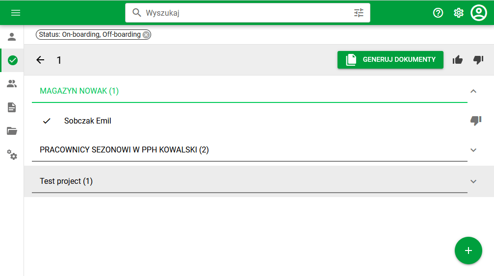 Widok modułu „Boardingi”