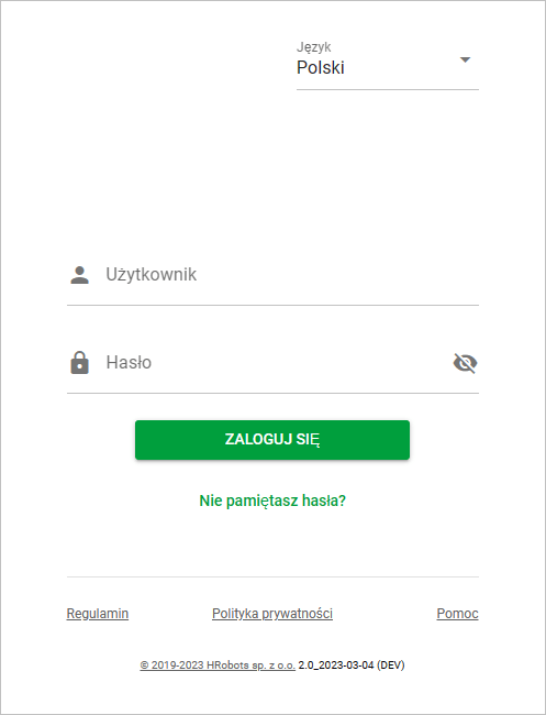 Ekran logowania