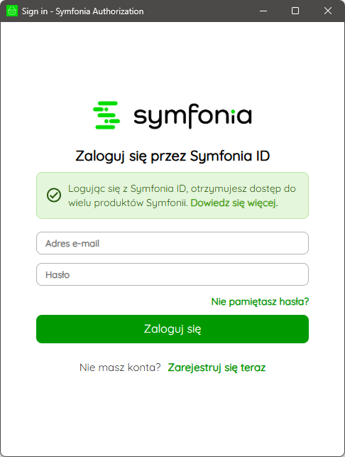 Logowanie do firmy - Symfonia ERP Handel - Symfonia Dokumentacja Online